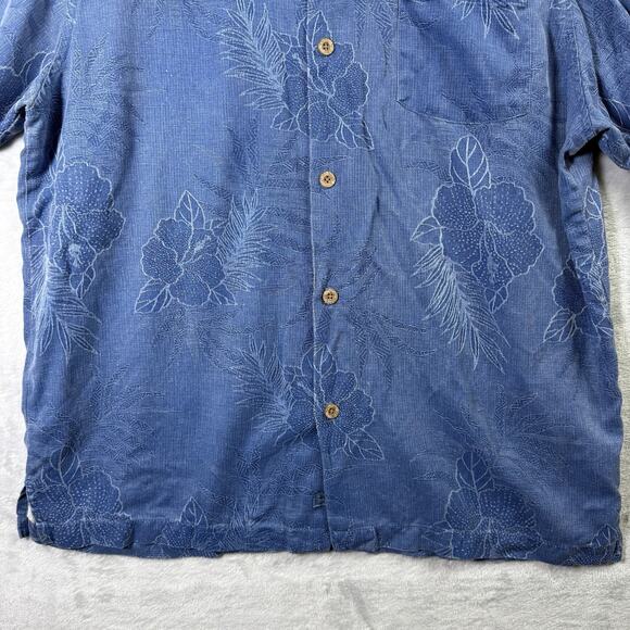 Tommy Bahama Silk Hawaiian Shirt Men's Large Blue 100% Silk Vacation Resortwear - Picture 3 of 15